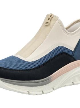 代购rieker女士休闲鞋透气轻便舒适软底拉链设计网面材质