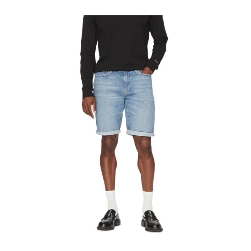 Calvin Klein/凯文克莱修身牛仔短裤男士休闲棉氨纶弹力透气