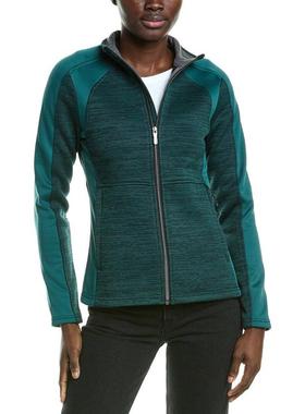 代购Spyder女士运动夹克保暖易护理机洗多口袋设计绿色轻量