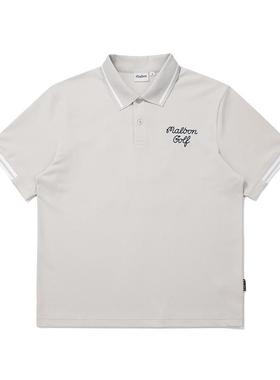 代购MALBON GOLF男士POLO衫透气吸湿排汗轻便易打理灰色米色