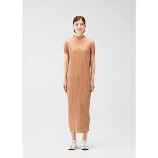 海外代购Issey Miyake/三宅一生女士连衣裙垂坠感抗皱半高领短袖
