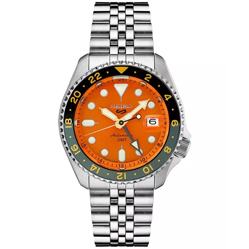 Seiko/精工男士自动机械腕表mm双色表圈橙色表盘防溅水
