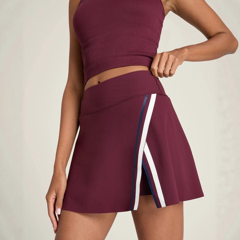 代购wilson SLICE 威尔胜网球裙运动服开叉网球短裙半身裙复古红