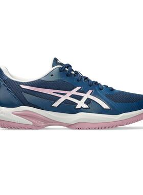 海外代购Asics/亚瑟士女士网球鞋缓震耐磨深蓝色网面球场训练