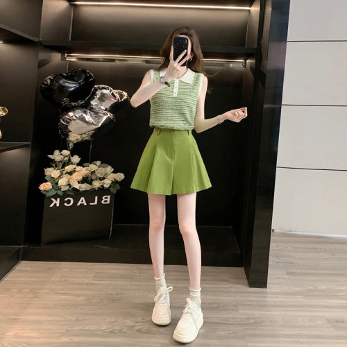 小个子俏皮活泼套装裙女夏季新款超火减龄绝美针织衫牛仔短裙套装