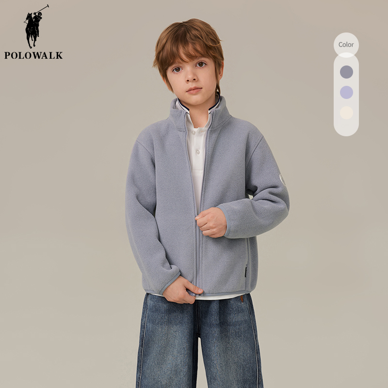 POLOWALK童装 男女童外套春秋装儿童休闲装25新款开衫上衣摇粒绒