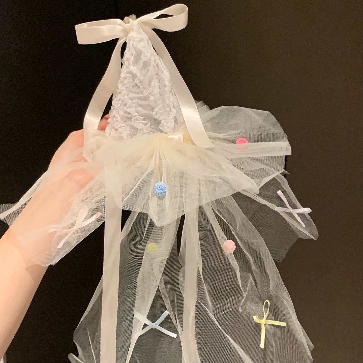 网纱蝴蝶结周岁生日帽儿童发饰