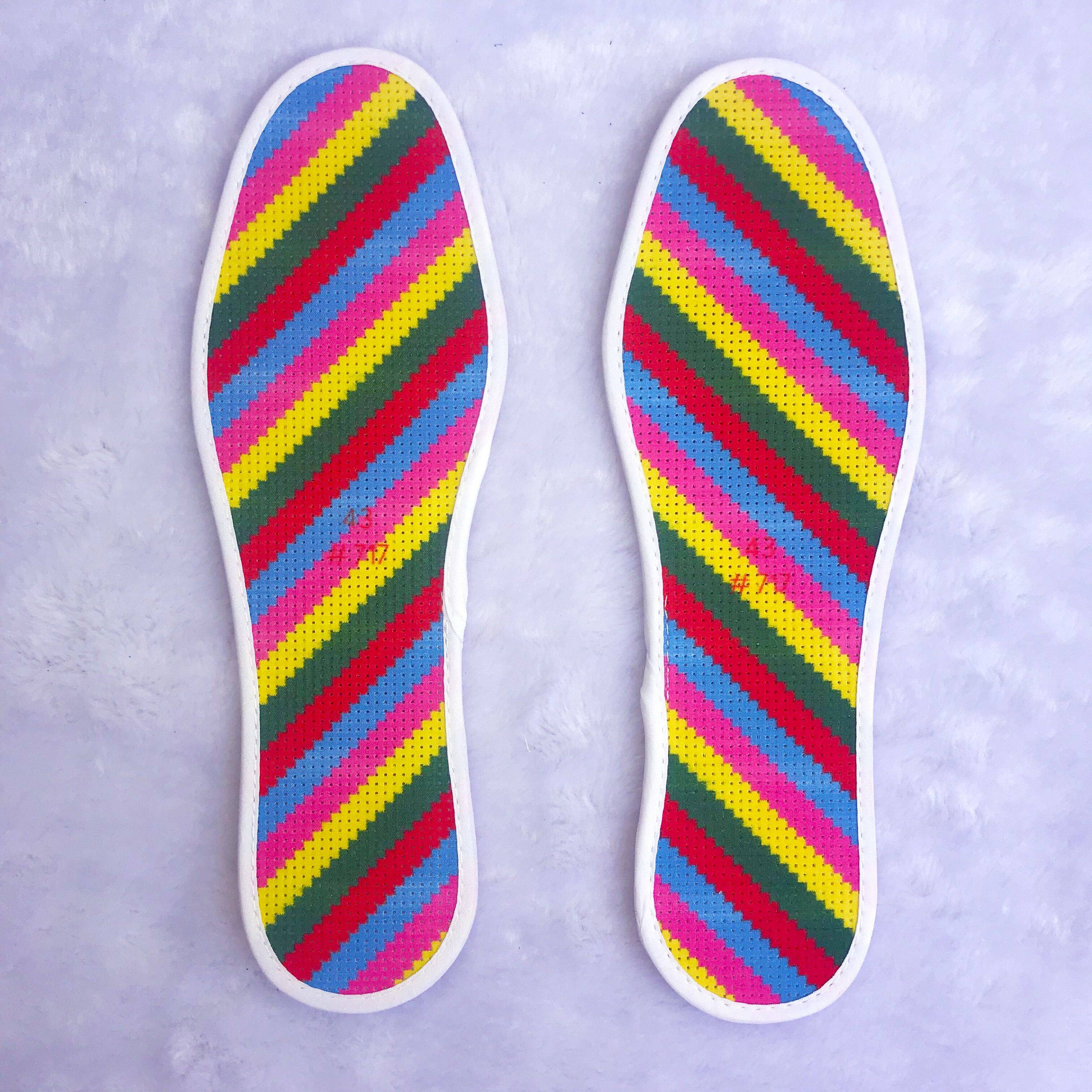 清晰十字绣时尚男生大红色图案鞋垫美观男女生吸汗防臭针孔夏季