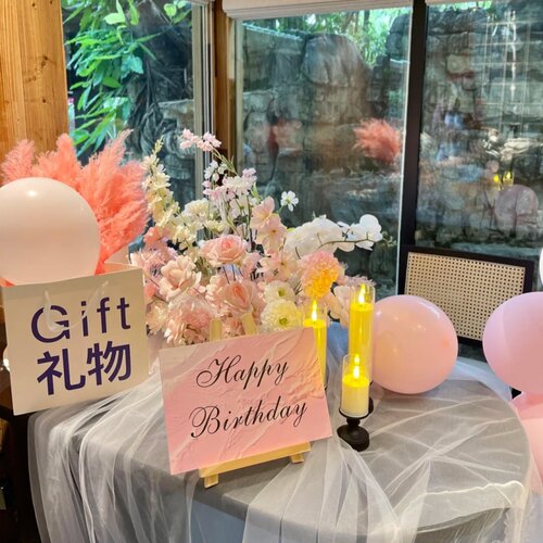 油画风HAPPY BIRTHDAY生日派对场景摆件创意装饰用品氛围感道具
