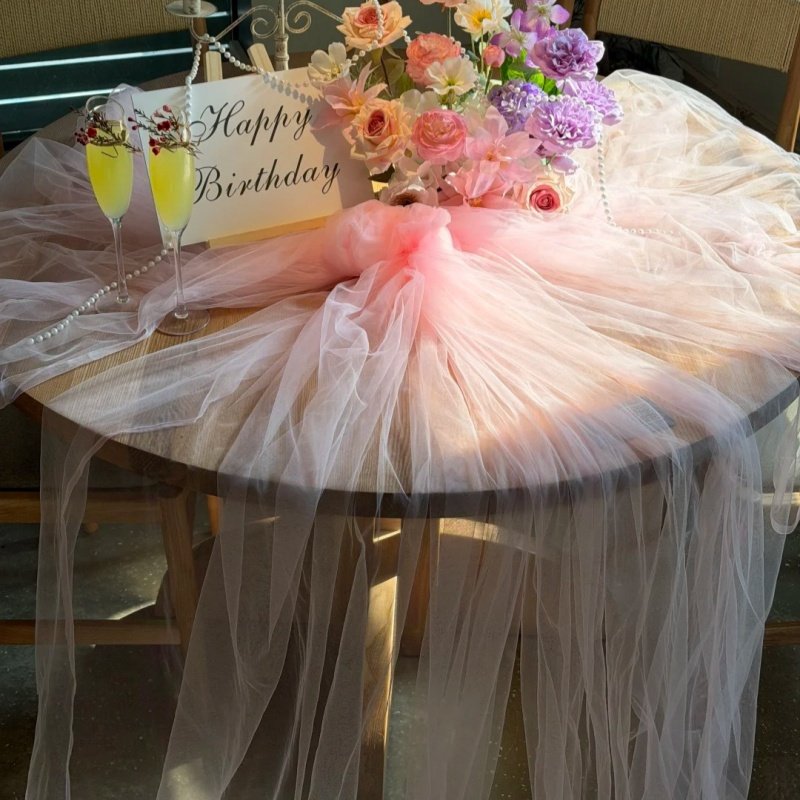 粉色蝴蝶结桌旗桌布纱幔生日仪式感西餐氛围布置摆件生日快乐KT板,节庆用品/礼品,节庆布艺用品,淘宝优惠券,粉丝福利购,淘宝优惠卷