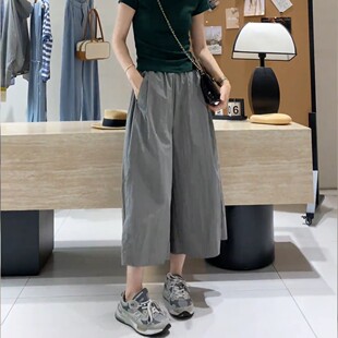 胖MM宽松显瘦百搭纯棉休闲裤 大码 女2026夏季 通勤风高腰八分阔腿裤