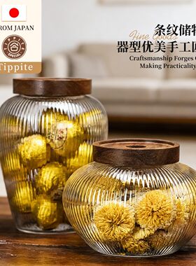 Tippite日本高硼硅玻璃茶叶罐五谷杂粮储物瓶干果零食罐密封 TP12