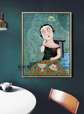 【闺房】纯手绘新中式中国风仕女人物油画样板间客厅装饰壁挂画
