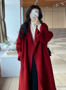 西西里双面呢大衣女小个子中长款秋冬新款宽松高级感羊毛呢外套女