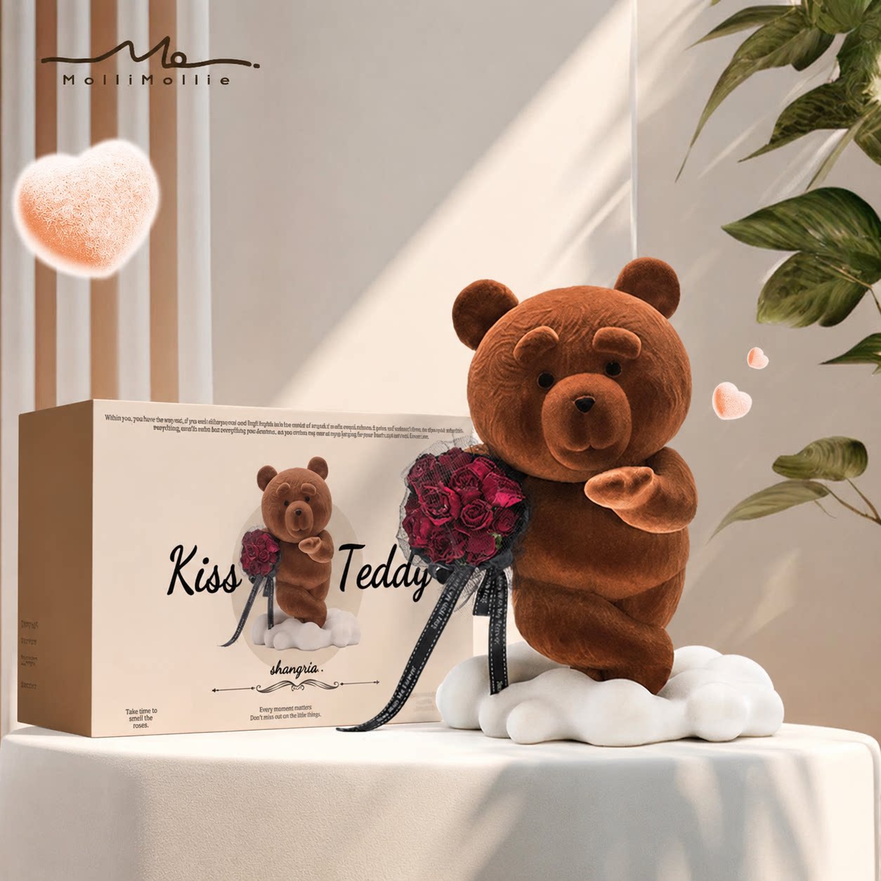 永生花泰迪熊摆件捧花小熊礼盒情人节送女友生日高级感创意礼品