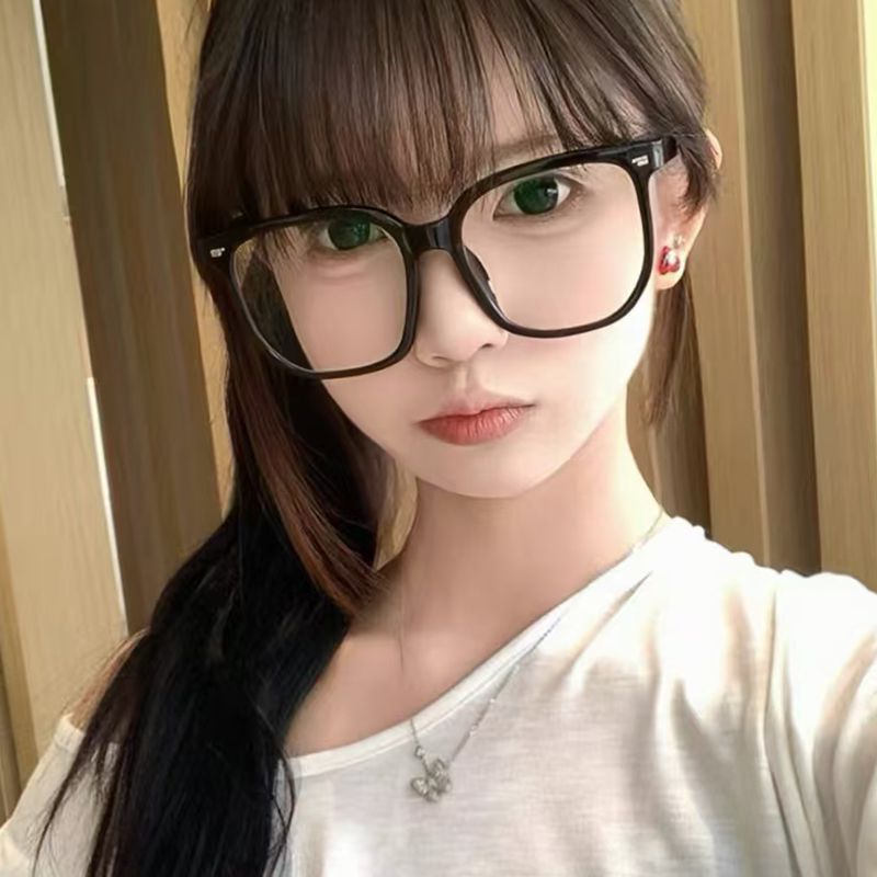 素颜黑框眼镜女大框圆脸显脸小韩系GM防蓝光抗辐射网红装饰眼镜架