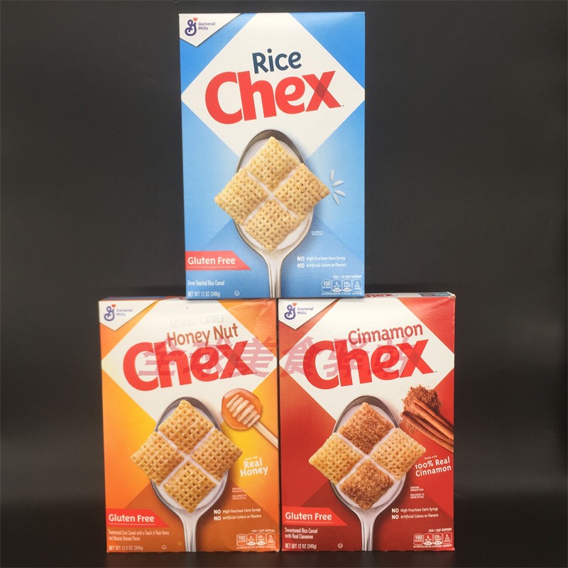 Rice Chex Cereal美国通用磨坊无麸质肉桂蜂蜜坚果味方脆米早