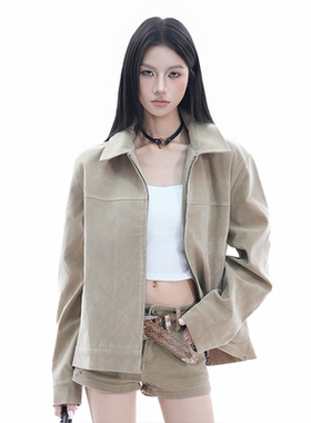 kk soul美式复古麂皮绒cleanfit夹克巴恩风高级感翻领正肩外套潮