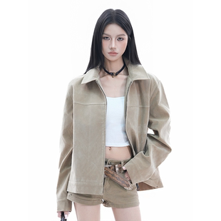 kk soul美式复古麂皮绒cleanfit夹克巴恩风高级感翻领正肩外套潮