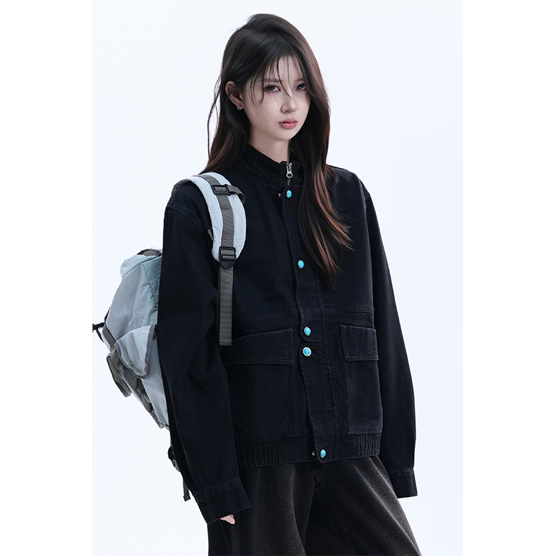 kk soul美式复古纽扣设计外套夹克街头痞帅中性风宽松休闲上衣潮