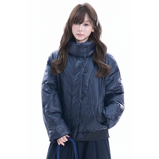 kk soul美式解构立领90白鸭绒羽绒服女冬季高街短款防寒面包服潮