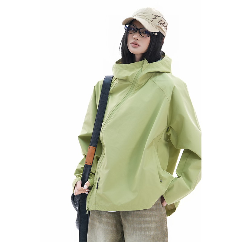 kk soul运动风户外登山宽松外套斜拉链设计感小众春简约百搭夹克,女装/女士精品,短外套,淘宝优惠券,粉丝福利购,淘宝优惠卷