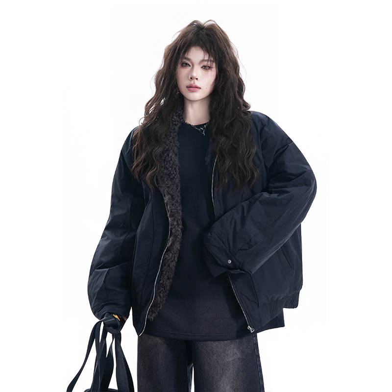 kk soul美式复古毛领巴恩风棉服外套冬季高级感cleanfit加厚夹克