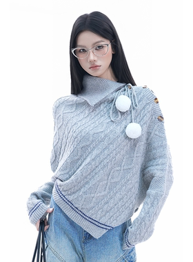 kk soul新年战袍高领蝙蝠袖红色毛衣女秋冬氛围感显瘦斗篷上衣潮