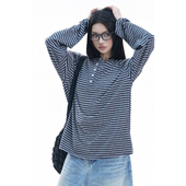 休闲简约百搭上衣 复古亨利领宽松打底百搭长袖 soul春季 新款