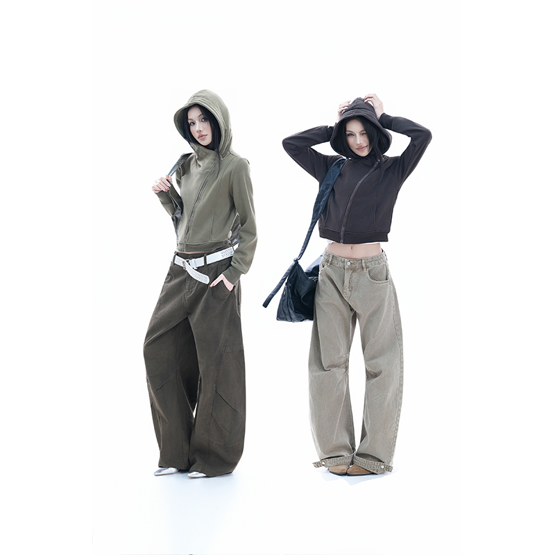 kk soul小众复古斜拉线设计感短款开衫卫衣美式辣妹独特修身外套,女装/女士精品,短外套,淘宝优惠券,粉丝福利购,淘宝优惠卷