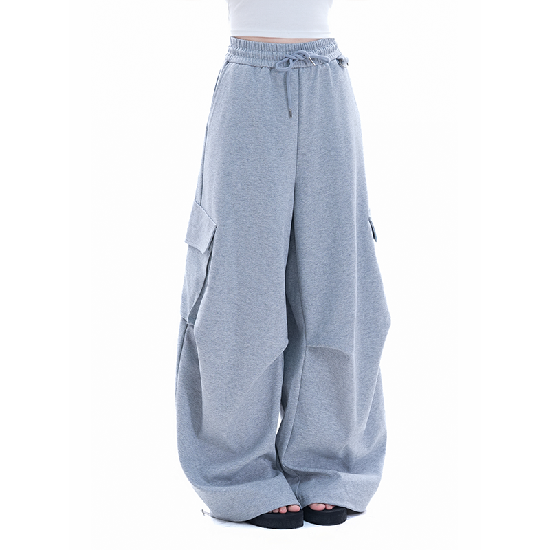 kk soul韩系大口袋休闲卫裤中性风百搭简约小众褶皱垂感阔腿裤ins,女装/女士精品,休闲裤,淘宝优惠券,粉丝福利购,淘宝优惠卷