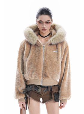 kk soul美式辣妹毛茸茸绝美氛围感短款外套女甜酷风修身保暖棉衣