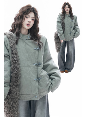 kk soul复古金属扣工装设计感水洗做旧vintage棉衣宽松夹克外套