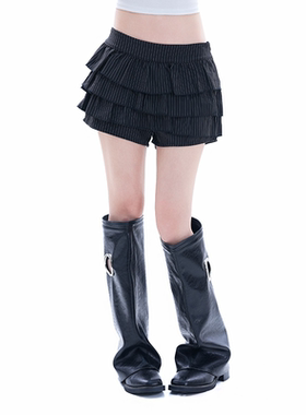 kk soul条纹荷叶边美式蛋糕裙短裙显瘦百搭小众防走光半身裙裤ins