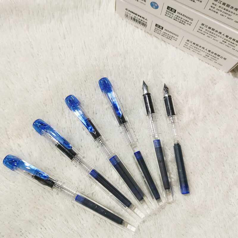 传人速干透明杆学生用钢笔写字练字不脏手换囊方便又好用的钢笔