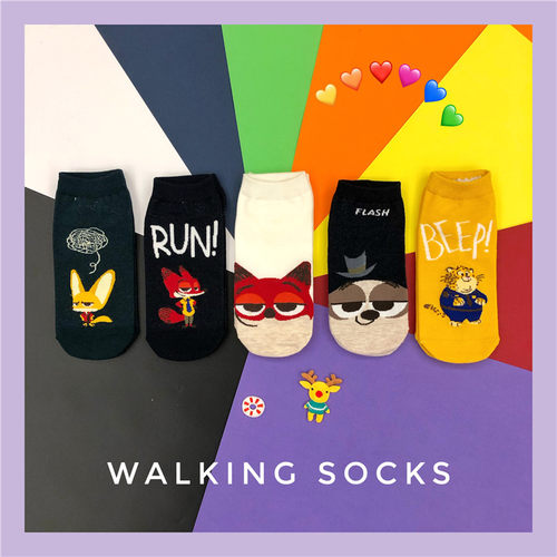 网红双装韩版卡通动物休闲短袜