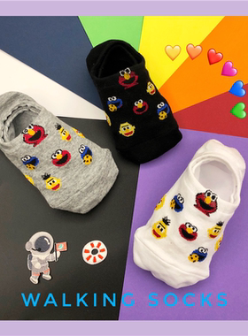 三双装 ins网红卡通隐形袜全棉女船袜 浅口袜子防滑硅胶袜 可爱袜