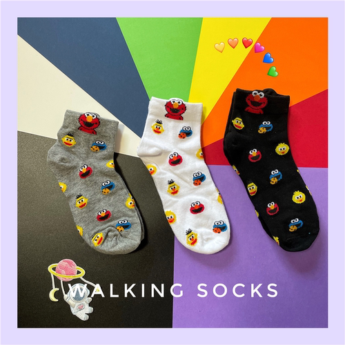 ins网红短袜芝麻街韩国可爱有趣