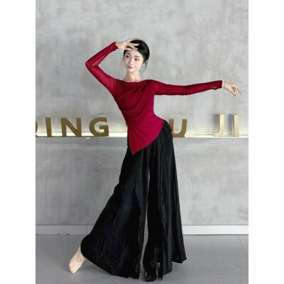 秋冬飘逸长袖舞蹈上衣