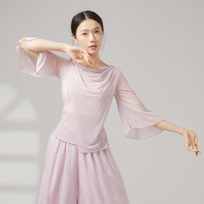 古典舞纱衣上衣中国服仙气舞蹈网纱练功飘逸荡领舞网纱服