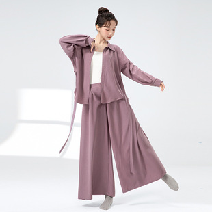 古典舞女长袖宽松服中国衬衫舞蹈成人飘逸爵士舞现代舞舞上衣套装