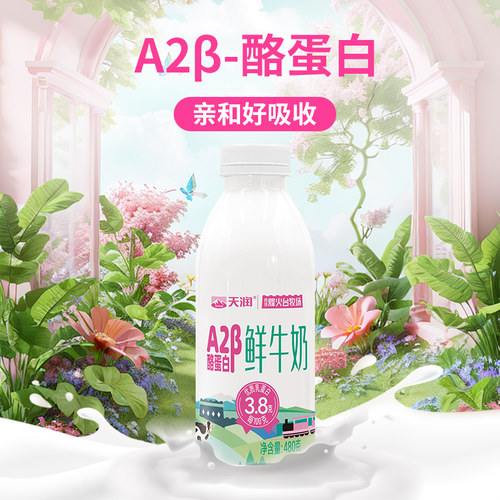 天润A2β-酪蛋巴氏鲜奶480g/瓶