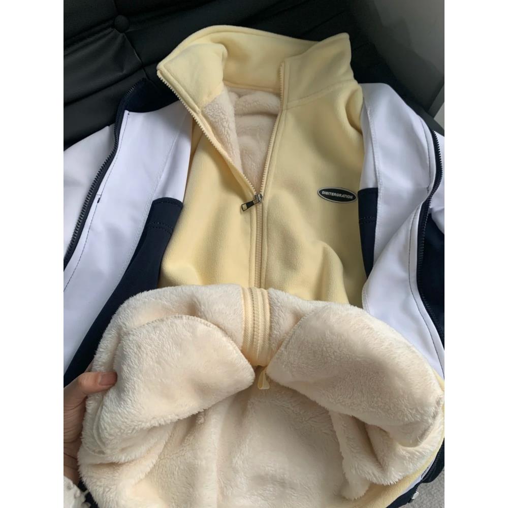 校服神器冬季内搭摇粒绒内胆外套女秋冬初高中生成人加绒加厚卫衣