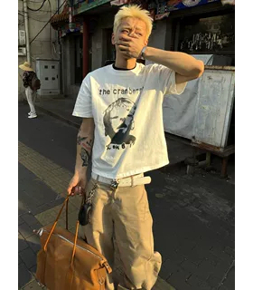 【Einsamer Richer】25ss“怪小孩”标语图案印花短袖男女同款