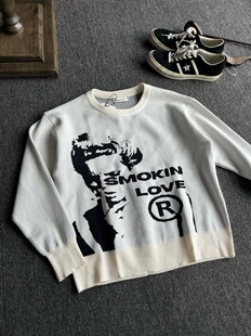 Einsamer 文爱 Richer 标语 慵懒老钱针织毛线卫衣 24FW