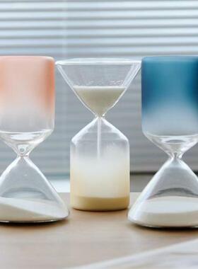 现代北欧风简约黄色橘色蓝色渐变几何小沙漏创意书房装饰桌面摆件