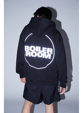 升级330克抗菌材质 boiler room热转印3M反光印花连帽卫衣 青少年