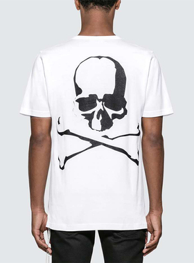 日本MMJ MASTERMIND WORLD Logo Print T Shirt哈雷机车骑行白T恤