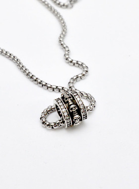 mastermind mmj骷髅项链吊坠复古嘻哈饰品暗黑轻奢潮牌 可转动