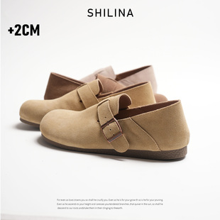 两穿真皮勃肯鞋女2025新款春夏懒人一脚蹬勃肯鞋软底不累脚单鞋